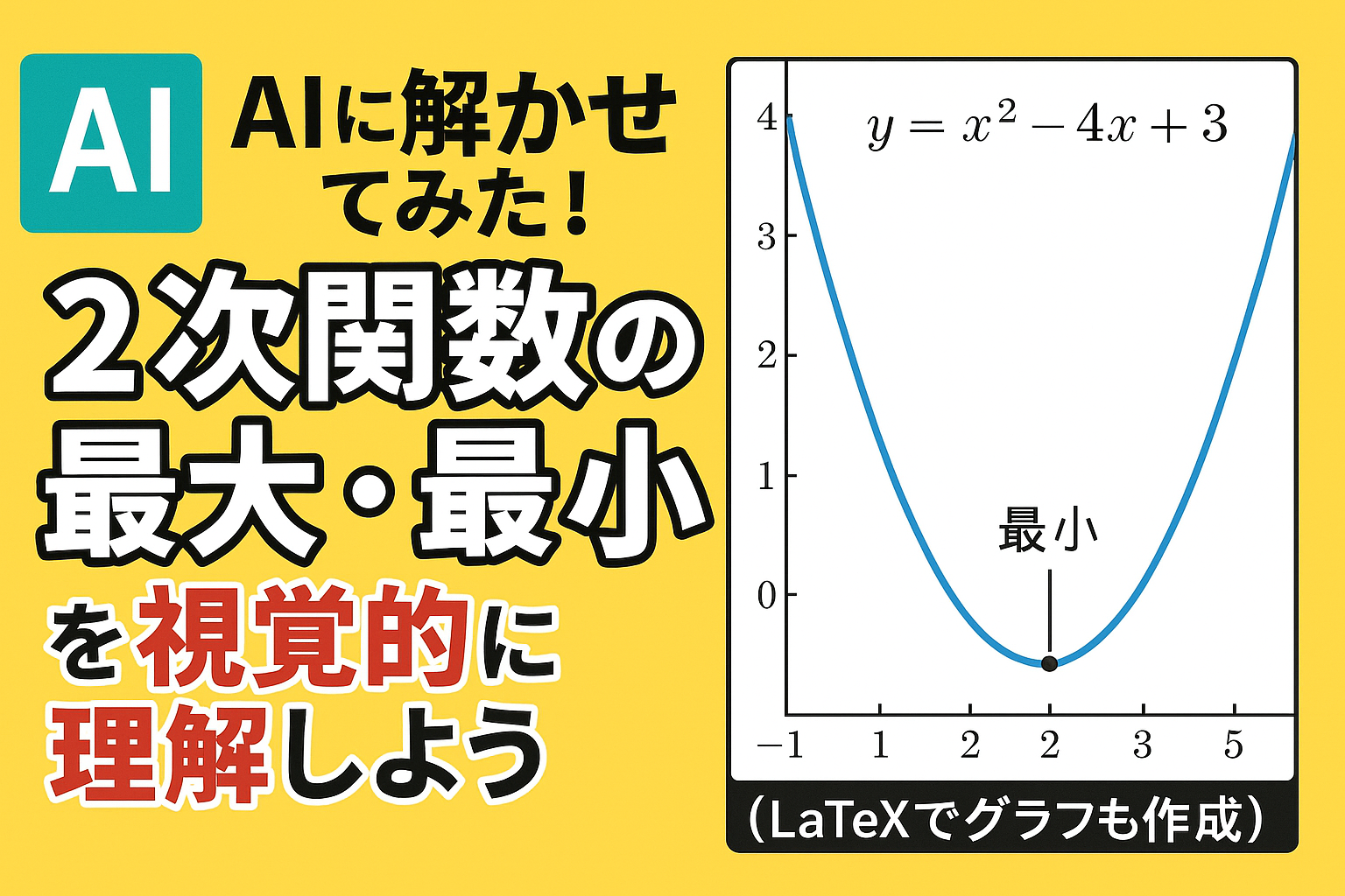 AIで2次関数の最大値を解いてみた｜LaTeXで数式＆グラフを視覚