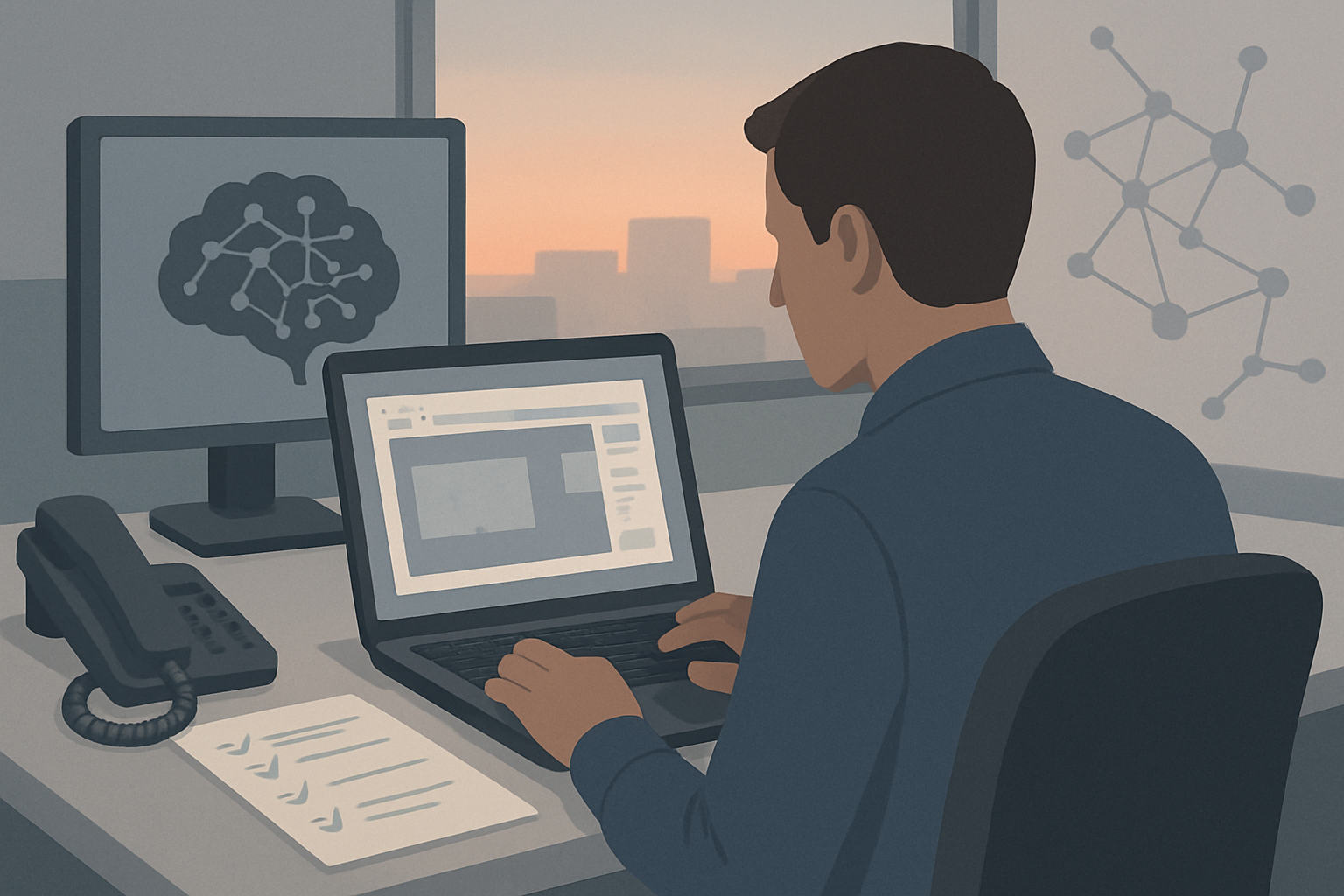 ヘルプデスクで低解像度スクショを確認する技術者とAIチェックリスト