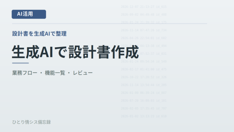 生成AIで既存システムの設計書を整理する方法｜業務フロー・機能一覧を作成した実例